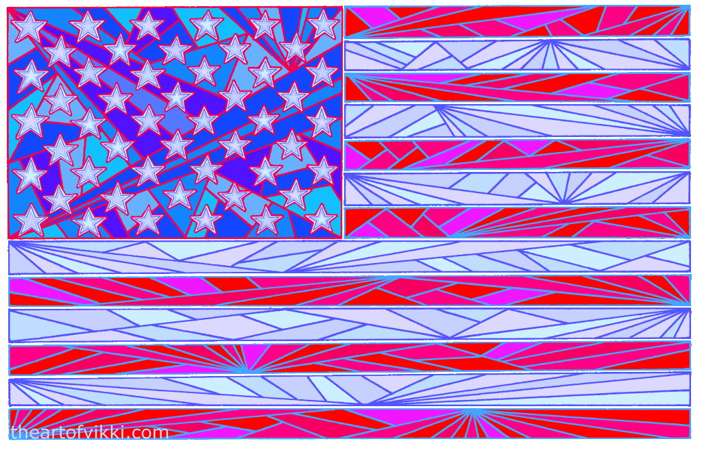 American Flag Art on Tee Shirts, bags, mugs and 4th Of July Picnic Party Supplies