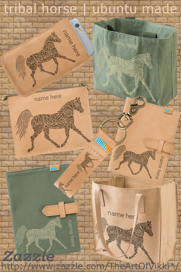 collection of trotting tribal horse drawing on ubuntu made products
