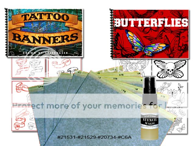 Tattoo Supplies Flash Art Butterflies Banners Book Transfer Paper Stencil Magic