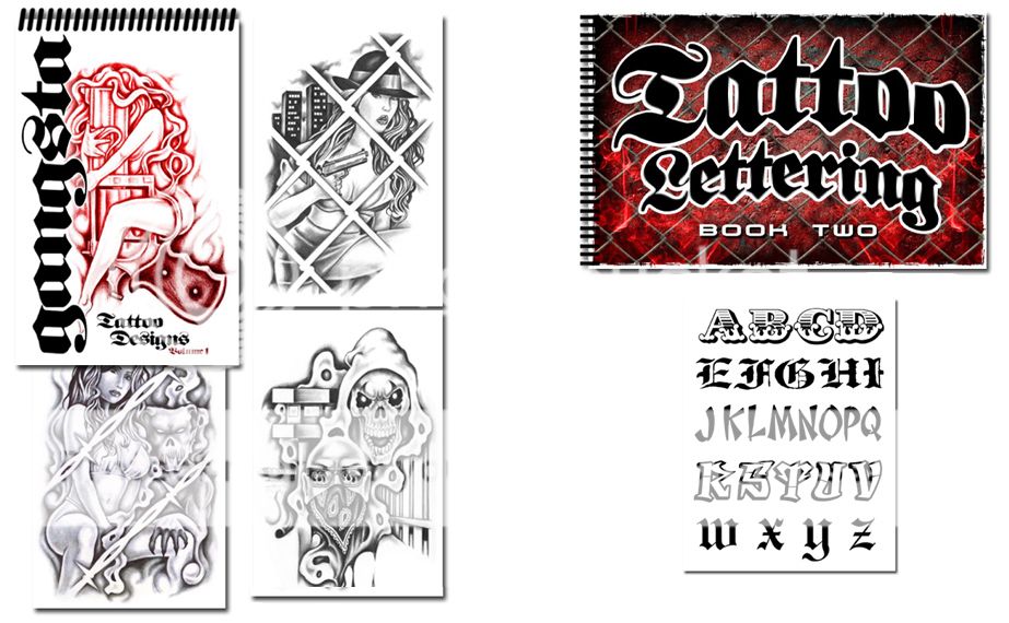 Tattoo Supplies 2 Book Gangster Art Prison Style Lettering Script Names
