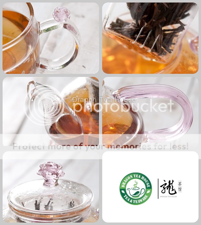 12 Blooming Tea + Glass Teapot + Teacups + Warmer 002AE  