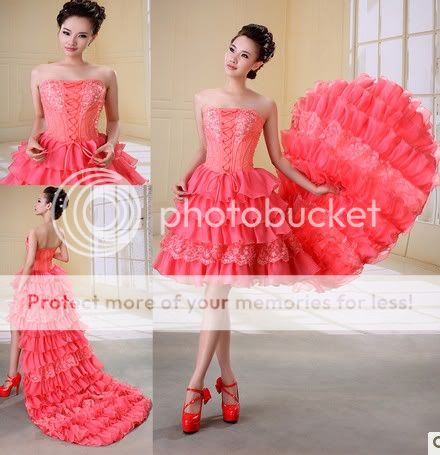 Sexyrose Red Short Dress Front Short Back Long Bride Bridesmaid Prom Dress Train